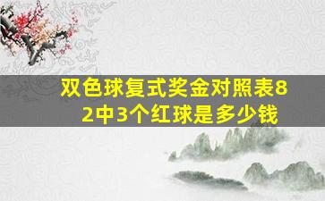 双色球复式奖金对照表8 2中3个红球是多少钱